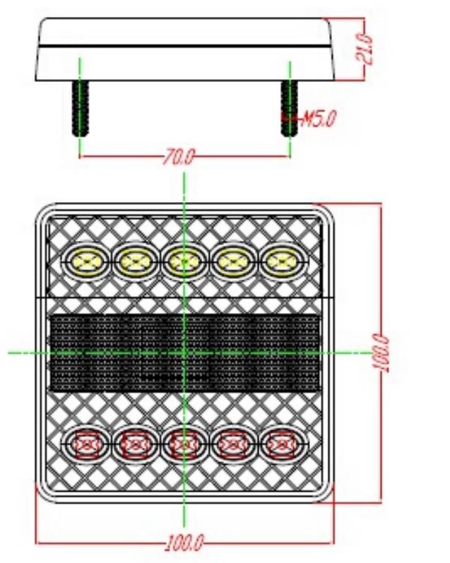 Lamp Tylna Zespolona LED PŁASKA 4-Funkcje 10LED