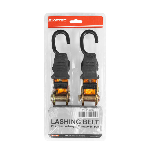Biketec 2 pasy transportowe 25mmx3m obciążenie do 350kg pomarańczowe