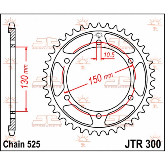JT zębatka tylna 46z 525 Yamaha FZ 8 10-15 (39P/42P)