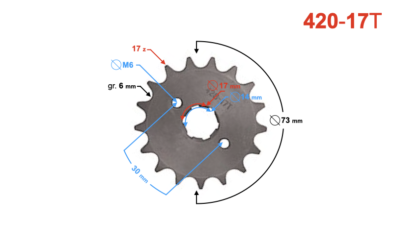 Zębatka zdawcza przód Moretti 17z 420 14/17