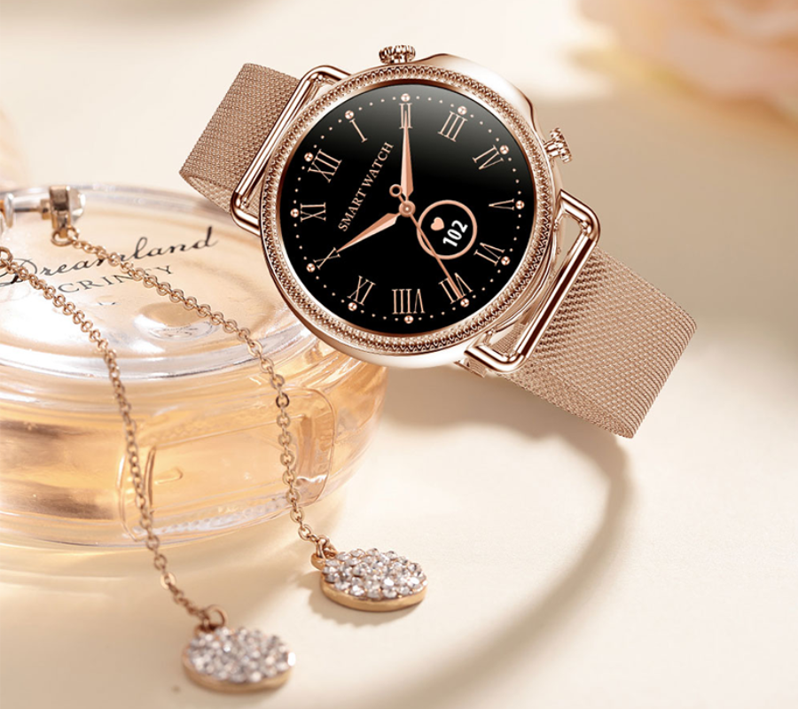 Smartwatch zegarek Rubicon damski RNBE74 Bluetooth 5.0 różowe złoto