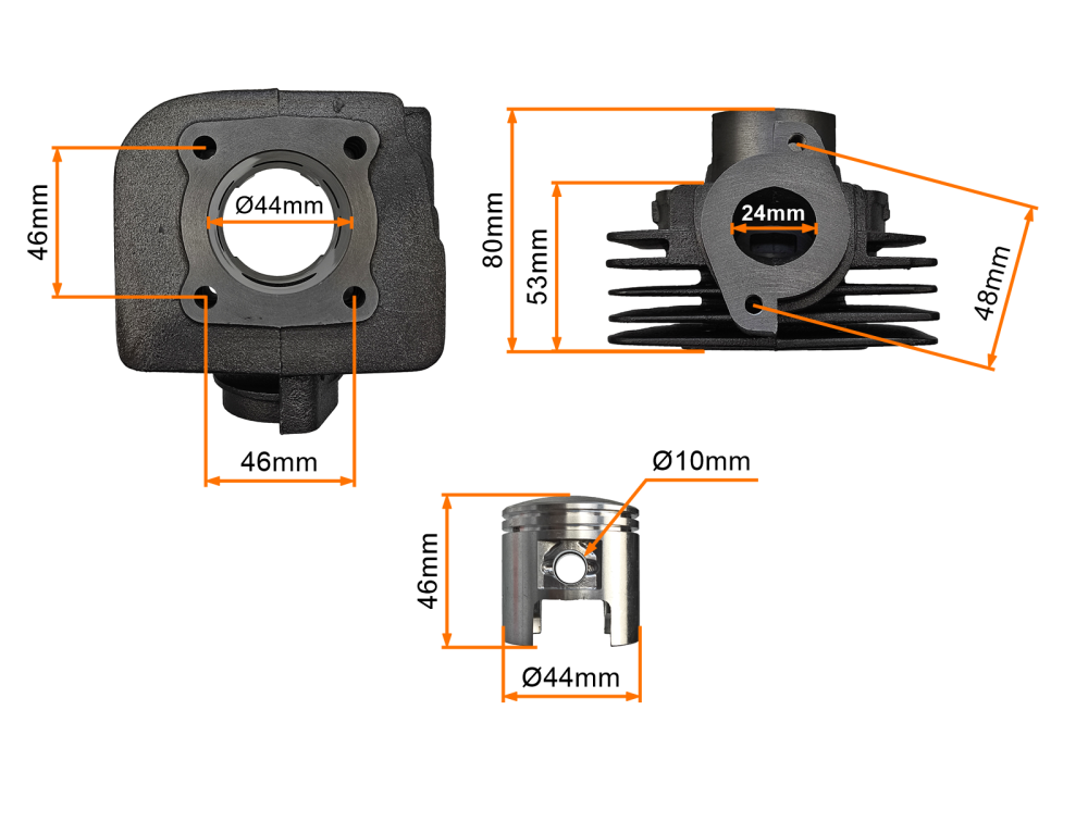 Cylinder 60cc 44mm 2T powietrze Suzuki Katana Aprilia Beta KTM MBK PGO Yamaha