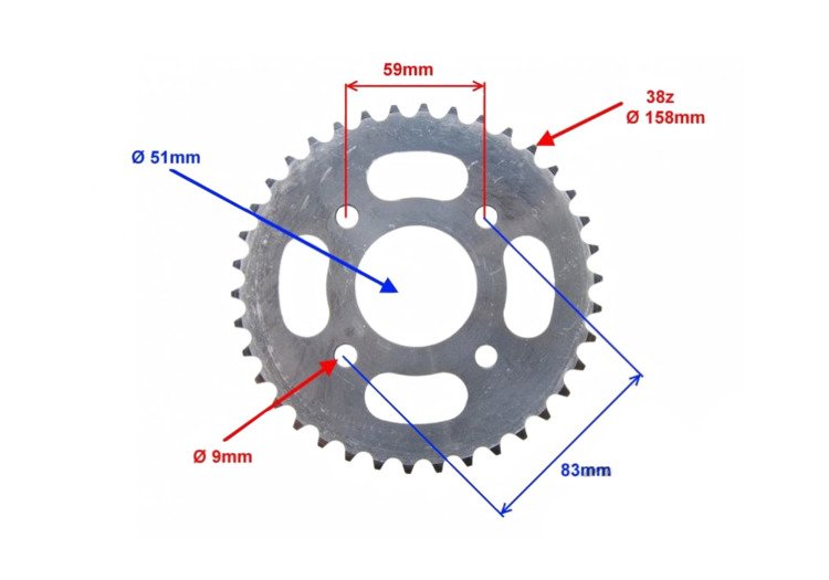 Zębatka tył 38z 420h kinroad king łoś jolly