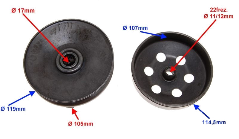 Sprzęgło dzwoń kpl skuter Gy6 4T Romet Baotian Kingway Zipp Junak Ferro 