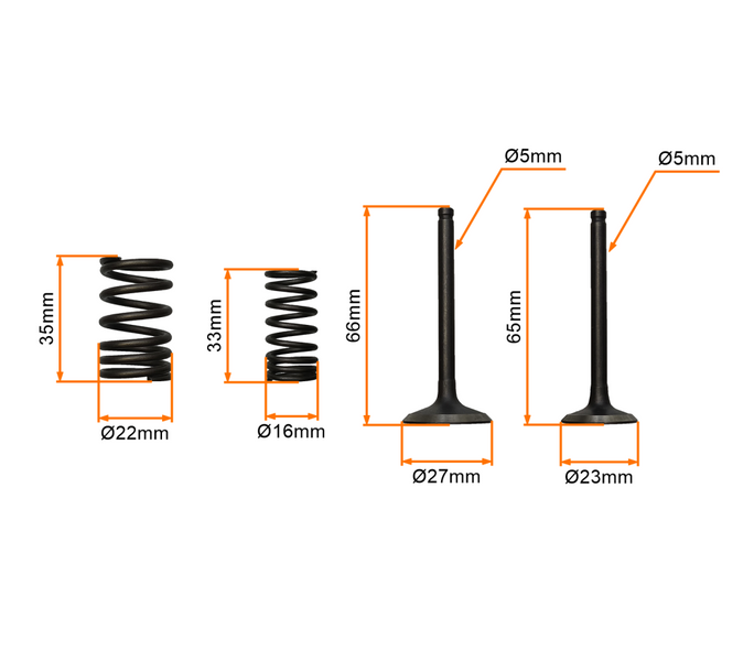 Zawory silnika uzbrojone pitbike MRF Kayo Pitgang cross YX140 1P56FMJ