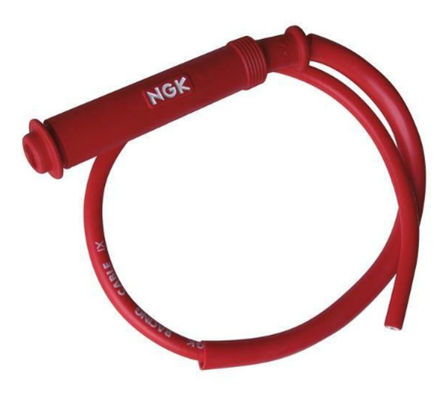 NGK fajka na świece (NR 8089) gumowa prosta czerwona z nakrętką przewód 50cm