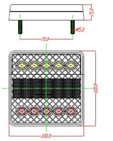 Lamp Tylna Zespolona LED PŁASKA 4-Funkcje 10LED