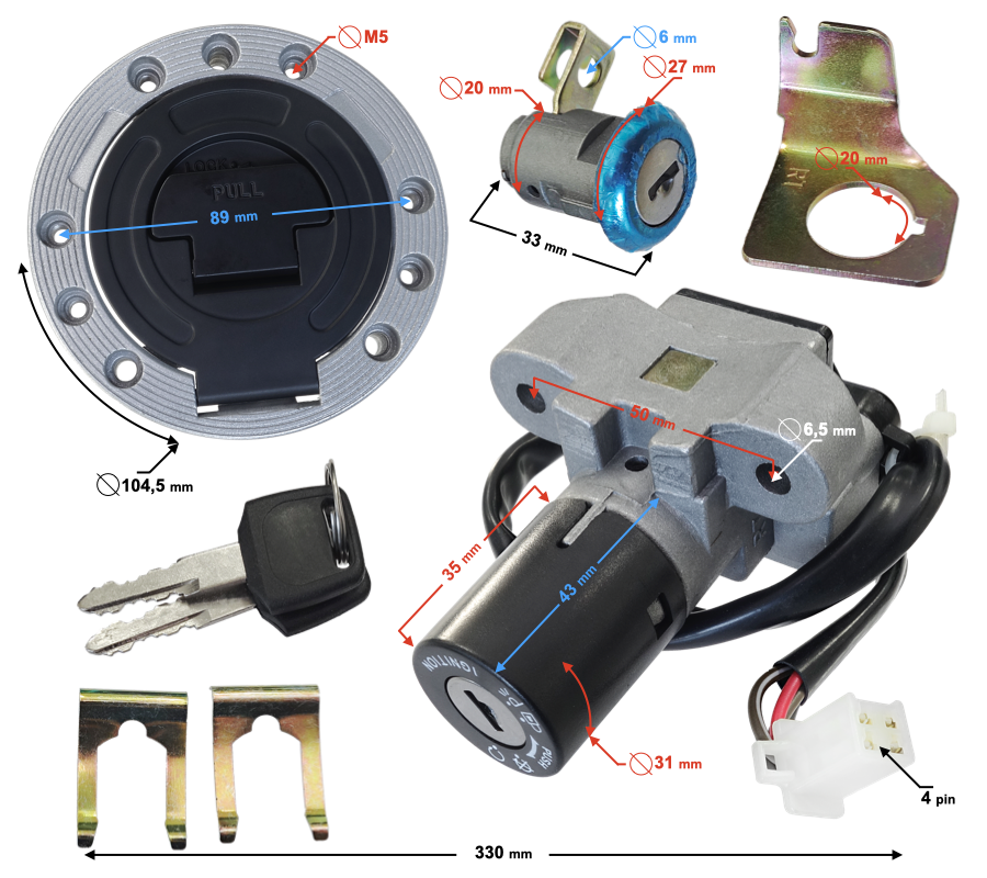 Stacyjka zamek komplet motocykla Barton Blade 125