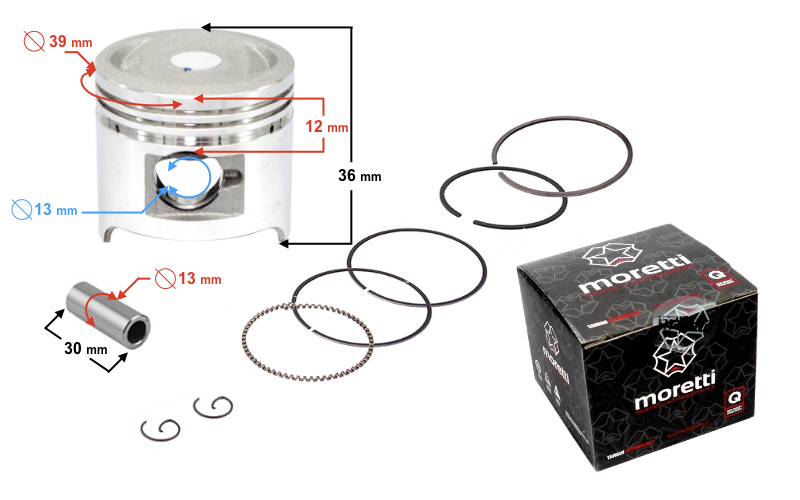 Tłok 139 FMB 50ccm Motorower 4T śr 39mm sworzeń 13mm 13FMB