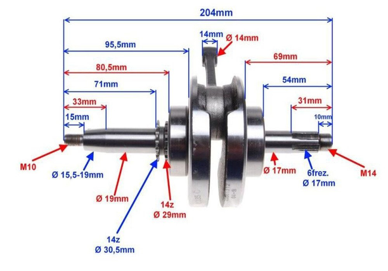 Wał korbowy 4t 154fmi junak barton zumico 110 125