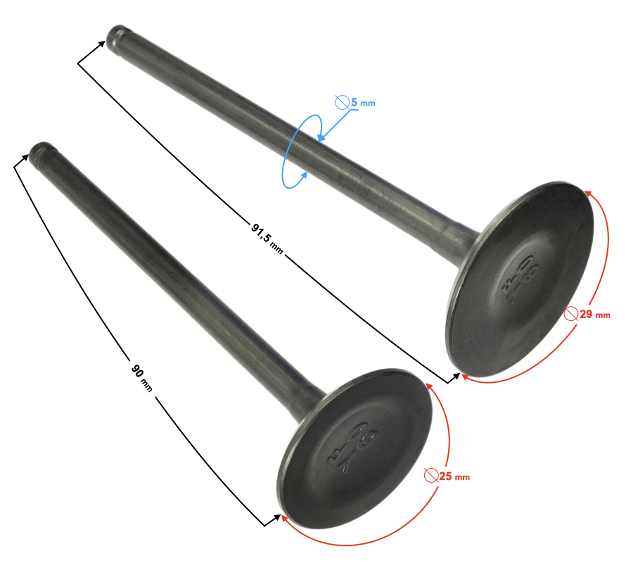 Zawory ssący wydechowy motocykl Barton Hyper 125