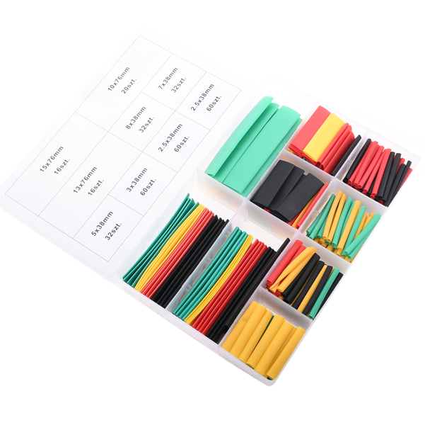 Rurki termokurczliwe kolorowe z klejem 8 rozmiarów 328 sztuk