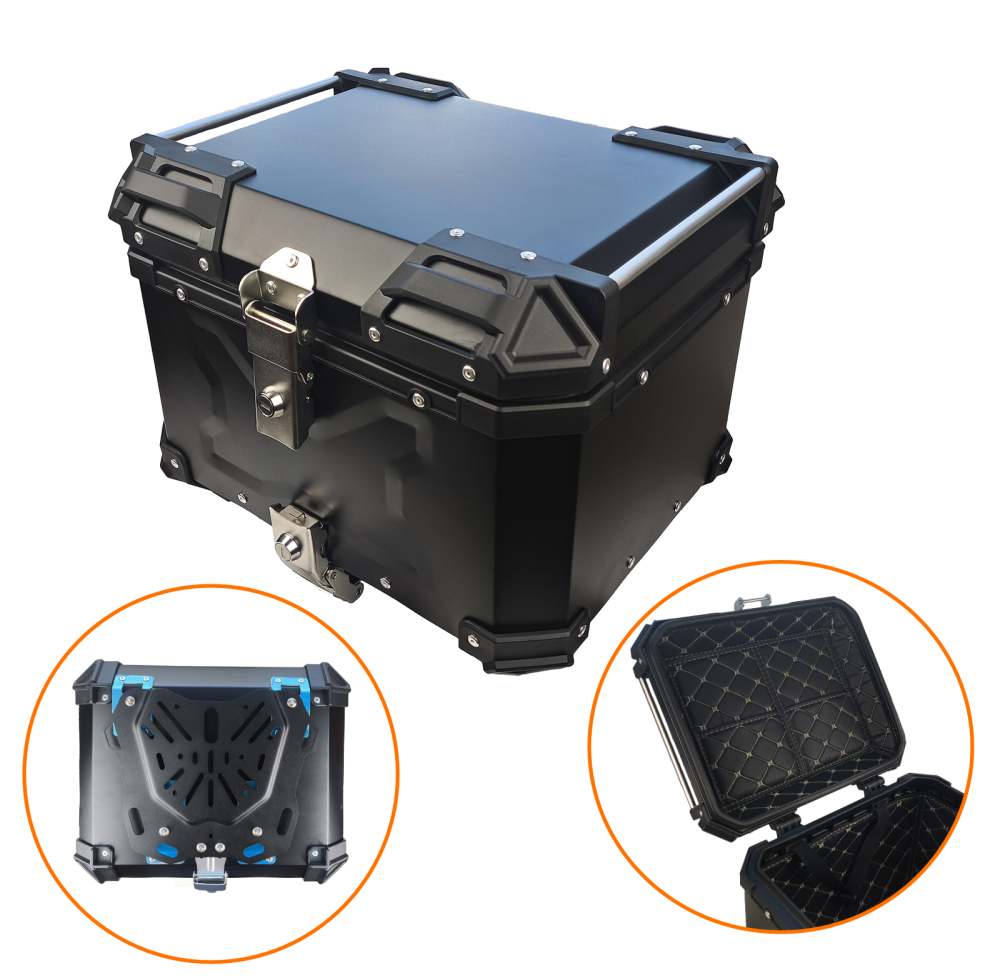 Kufer centralny aluminiowy czarny 45l odpinany wodoszczelny 42x32x33,5cm