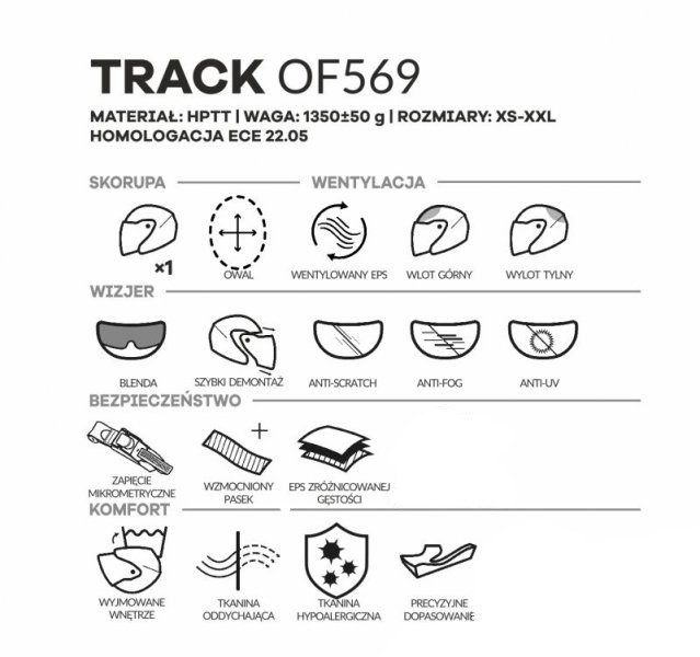 Kask LS2 z Szybą przyciemniającą Otwarty na Skuter OF569 Track MAT