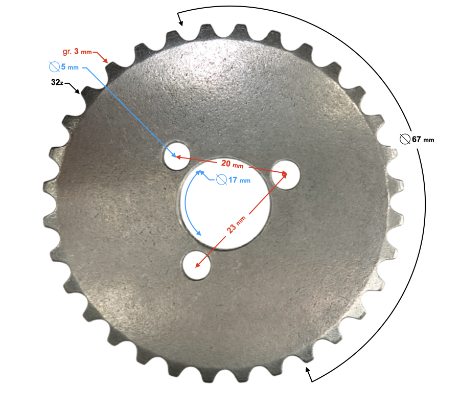 Zębatka łańcuszka rozrządu 32z motorowery 130ccm