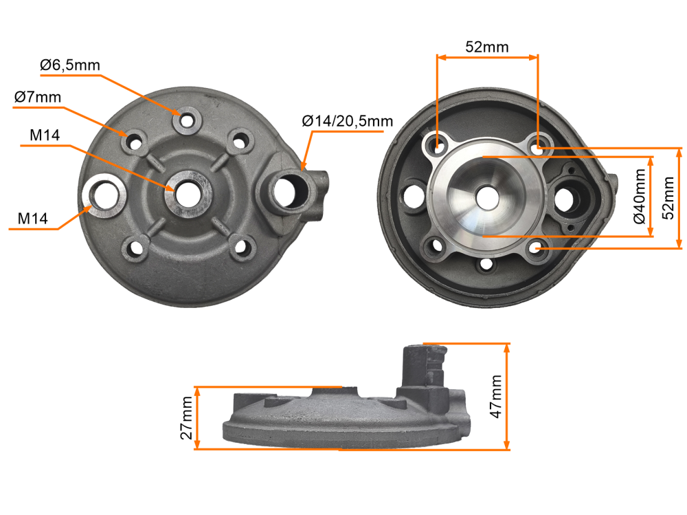 Głowica 2T 50cc 41mm ciecz Minarelli AM6 Yamaha Peugeot Rieju Aprilia CPI