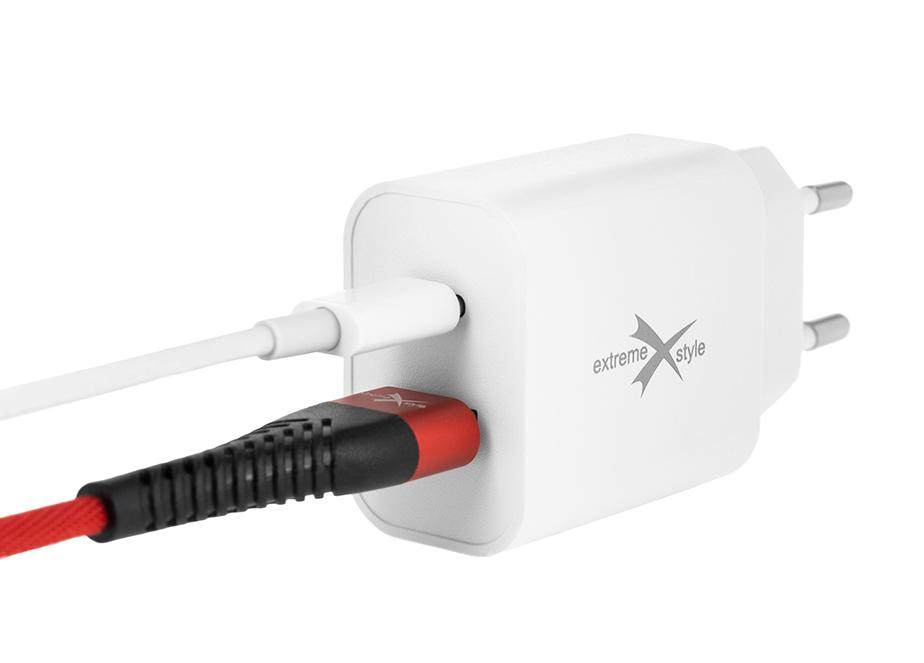 Ładowarka sieciowa eXtreme USB typ-C + USB - PD QC - 20W - TC20CU