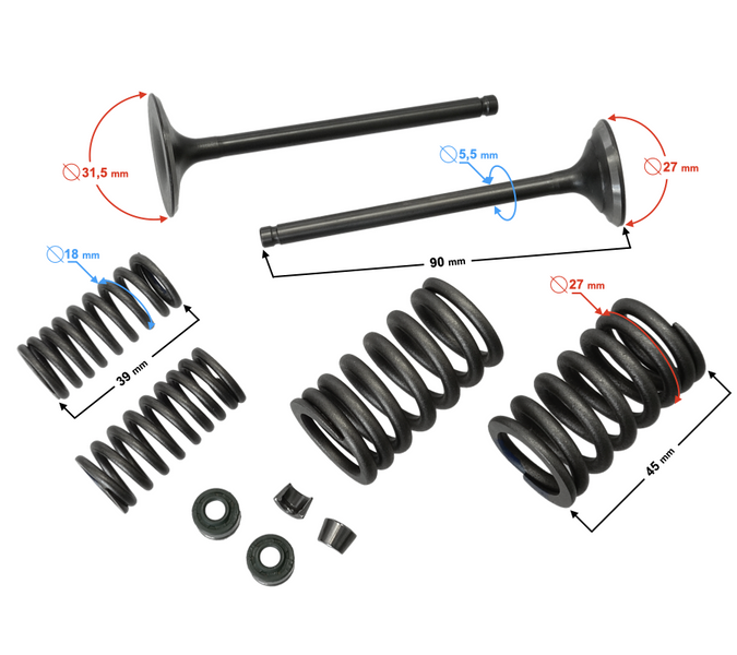 Zawory głowicy kpl komplet DB250 MZK