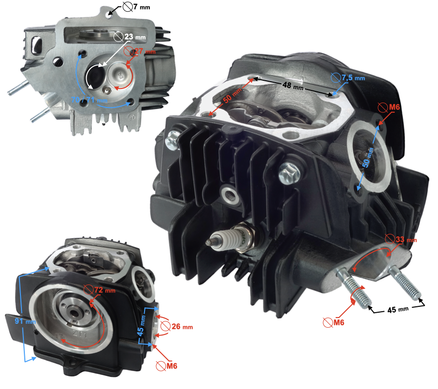 Głowica do motoroweru 4T 130cc 154FMI AC