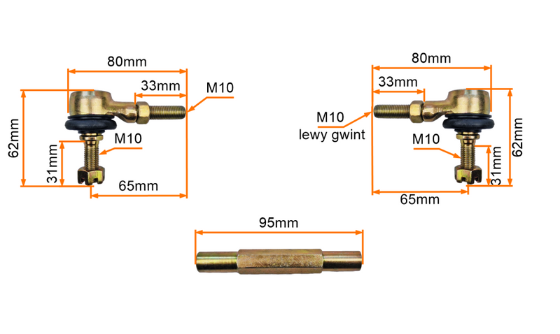 Drążek kierowniczy Mini ATV 70-110cc pocket bike gwint M10