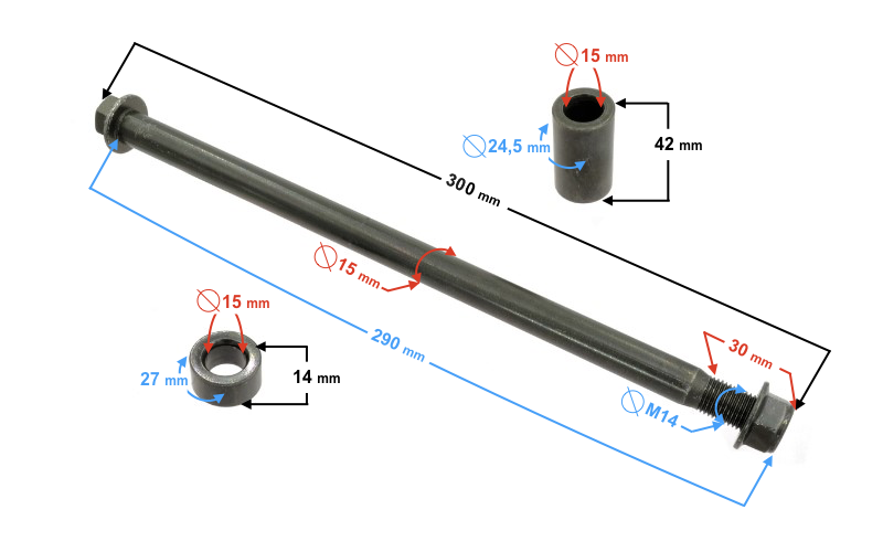 Oś koła tył tylnego motorower Barton FR 2