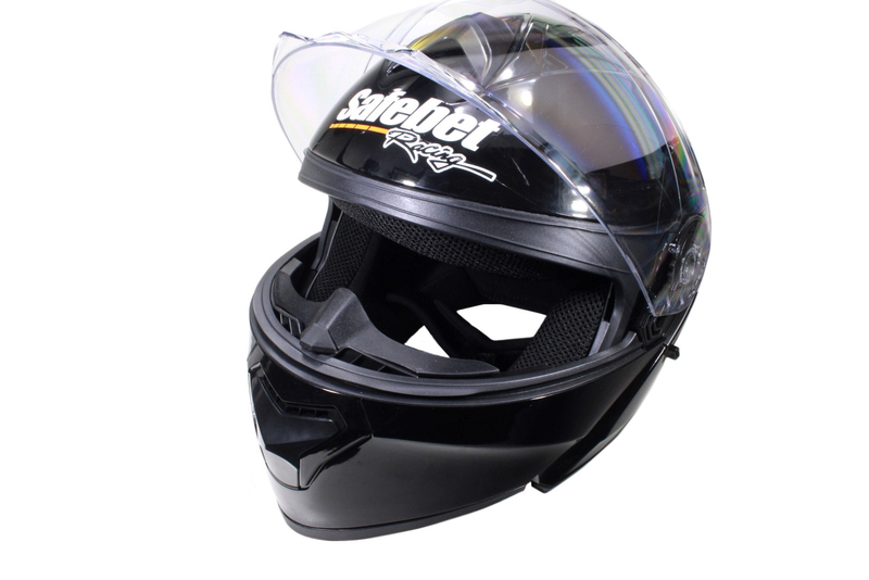 Kask szczękowy na motocykl skuter motorower czarny połysk