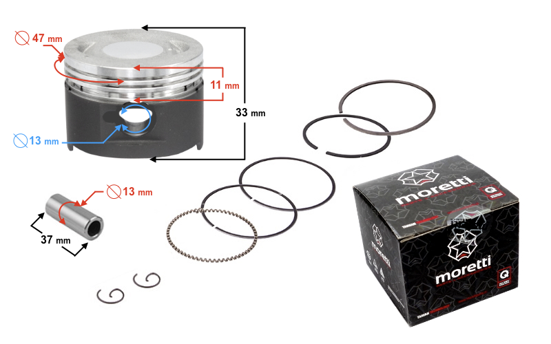Tłok 80cc Skuter 4T GY6 47,00 grafitowany Barton