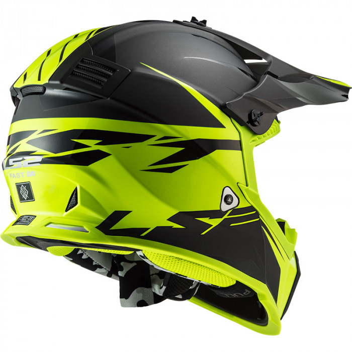 Kask LS2 MX437 FAST EVO Roar Matt Black HV Yellow