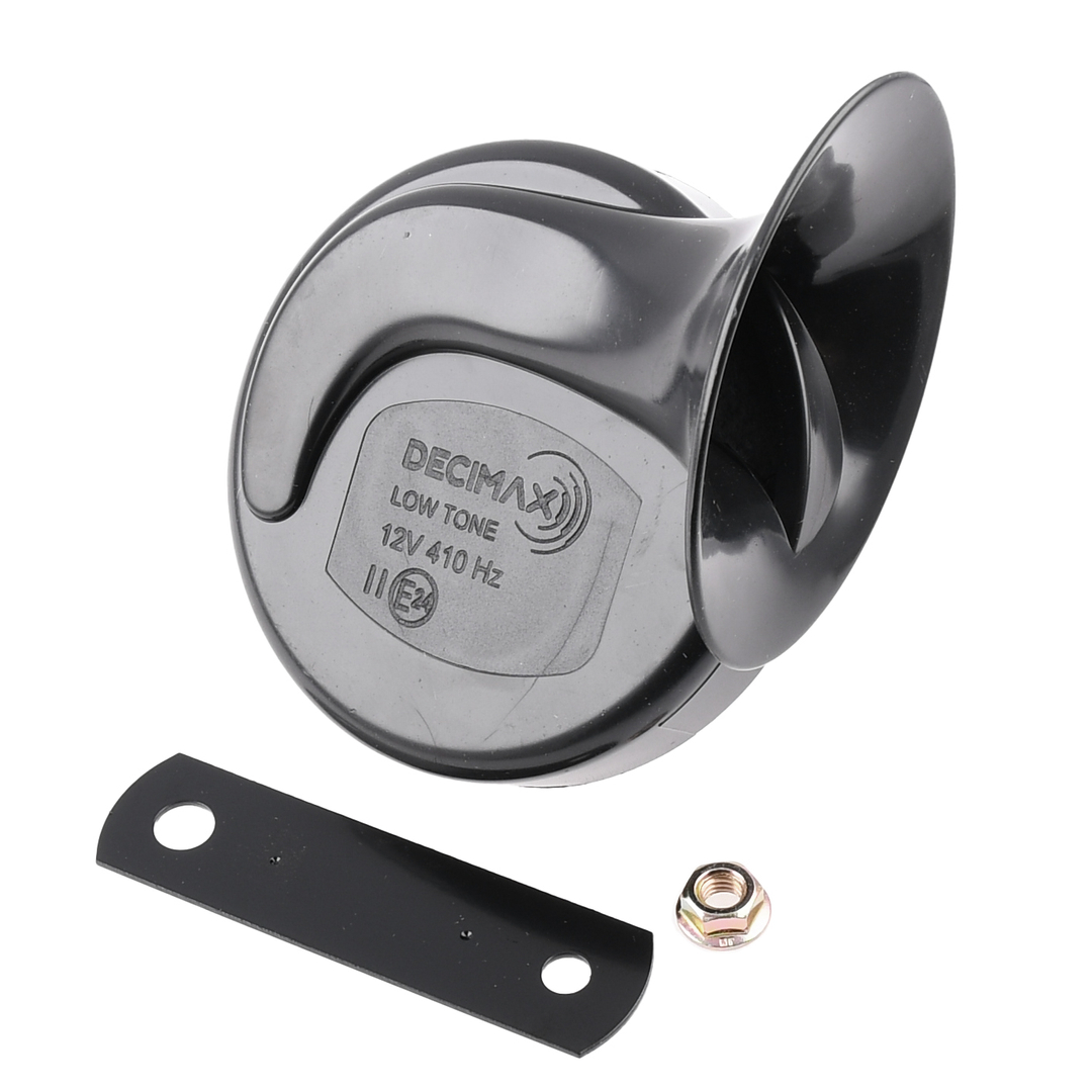Sygnał dźwiękowy 12V niski ton czarny lewy homologacja E24 Decimax by Seger