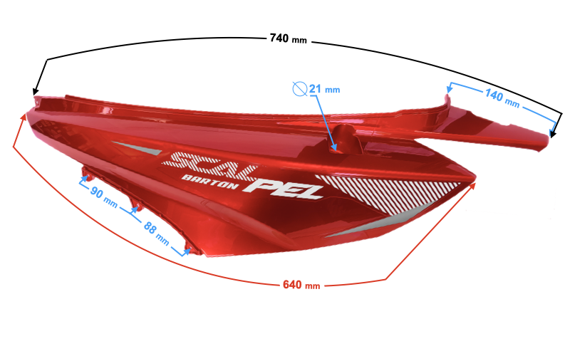 Obudowa tylna lewa czerwona Barton Scalpel