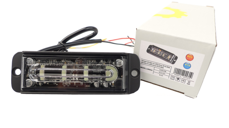 Lampa stroboskopowa 4LED 20W BLUE 12-24V R65 R10