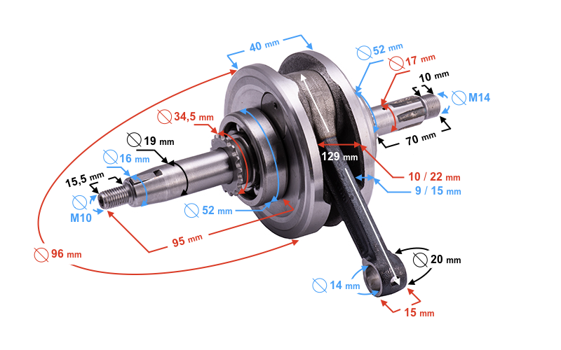 Wał korbowy 130cc do Motoroweru Moretti