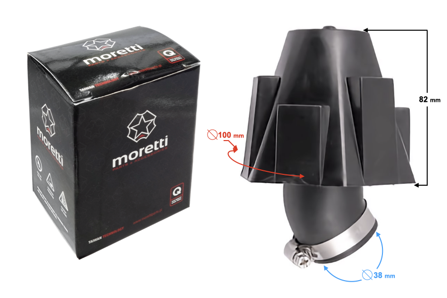 Filtr powietrza stożkowy obudowa kątowy 45° 38mm