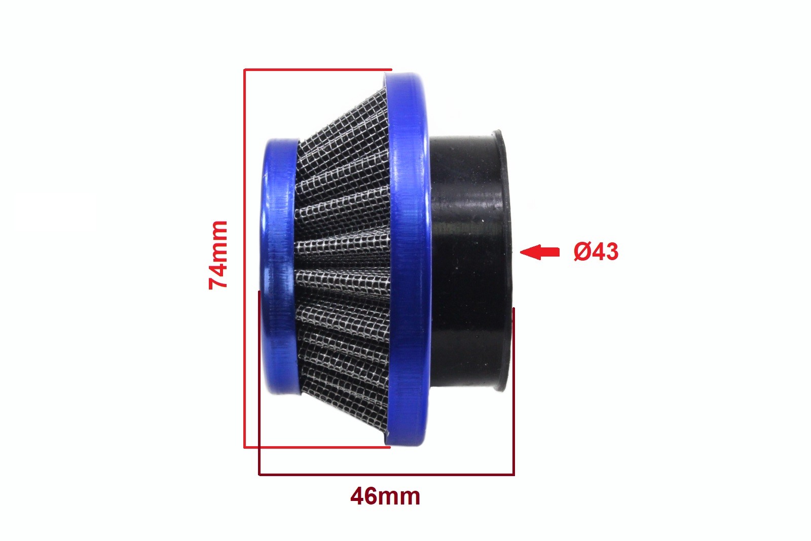 Filtr powietrza stożkowy 42mm niebieski Pocket Bike