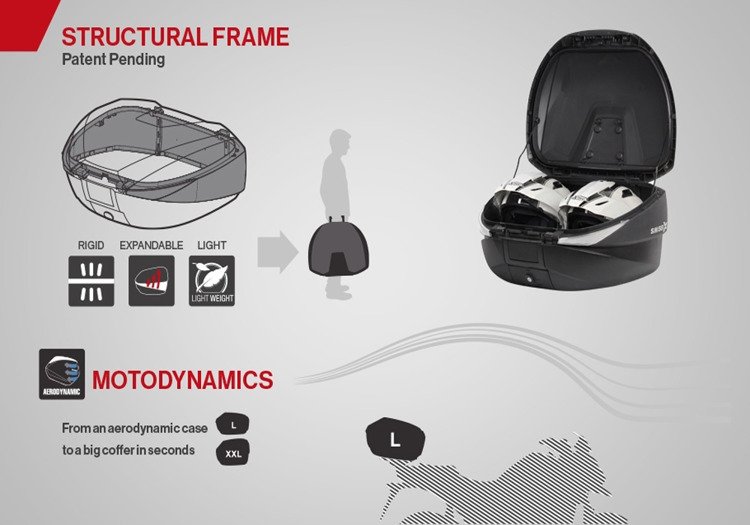 Kufer motocyklowy centralny SHAD SH58x carbon + dedykowane oparcie