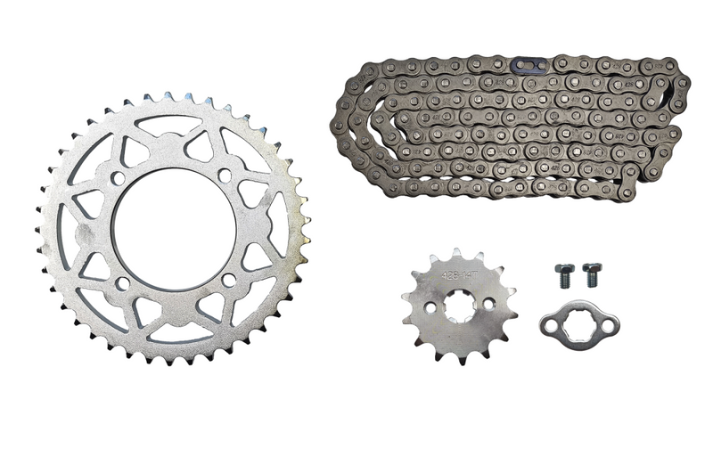 Zestaw napędowy zębatka przód 14z tył 41z łańcuch 428 pitbike MRF KXD Kayo