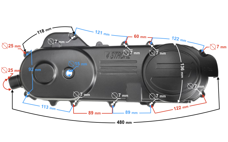 Pokrywa silnika 460 do skutera 4T Barton Huragan 1, 2, 3 ,4