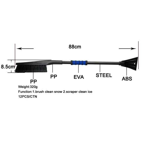 Zmiotka śniegowa ze skrobakiem do lodu 880x85mm