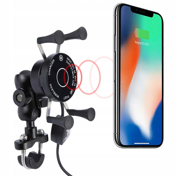 Uchwyt na telefon ładowanie indukcyjne 10W + USB