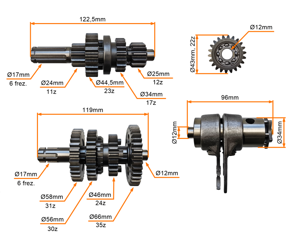 Skrzynia biegów quad 70 90 110 125cc 3 biegi + wsteczny Bashan Router Zipp