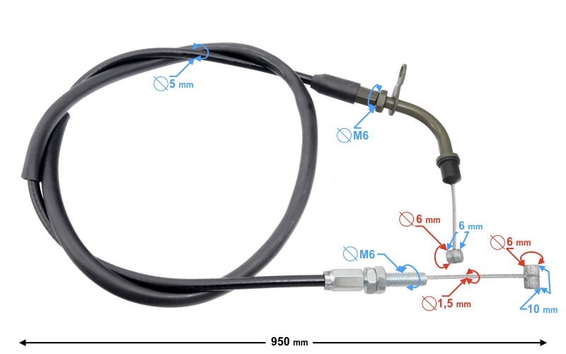 Linka gazu do motocykla Barton Cafe Racer 95cm
