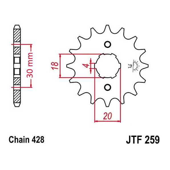 Zębatka przednia JTF259-16z 428 Honda CB 100 125 CG CM NX SL TL XL