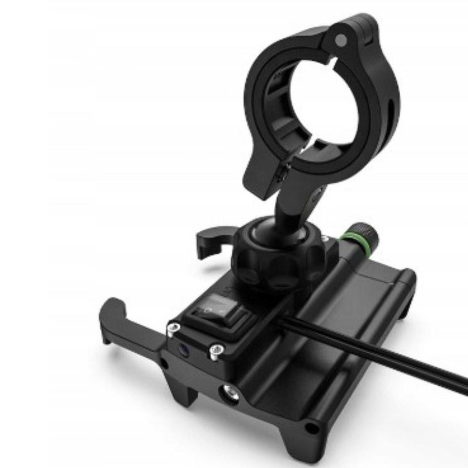 Uchwyt motocyklowy z ładowarką do telefonu czarny