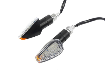 Kierunkowskazy Led mini strzałki 12V białe szkło homologacja E50 komplet