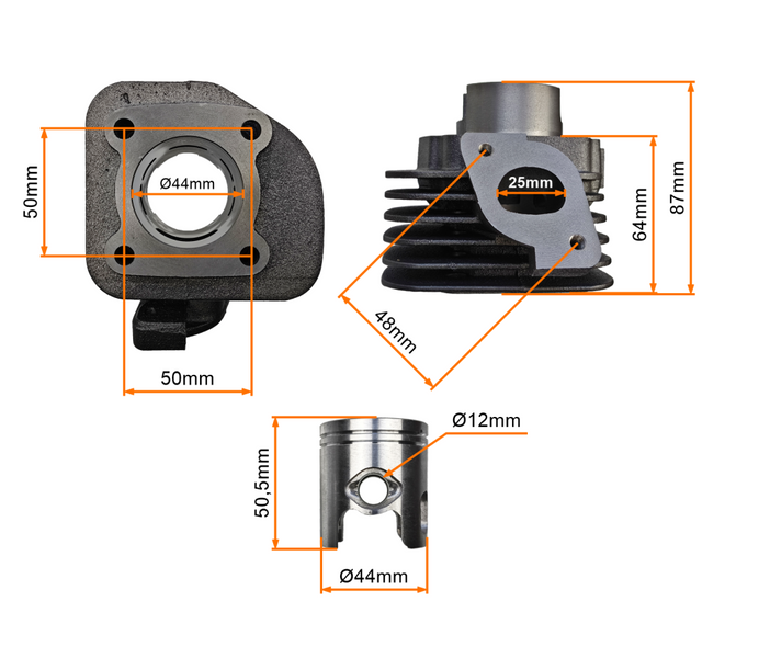 Cylinder 60cc 44mm 2T sworzeń 12mm Keeway