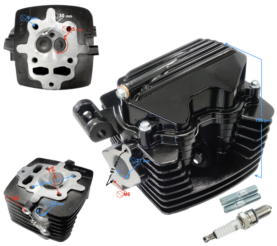 Głowica Moretti motocykl 4T CG 150cc 162FMI czarna