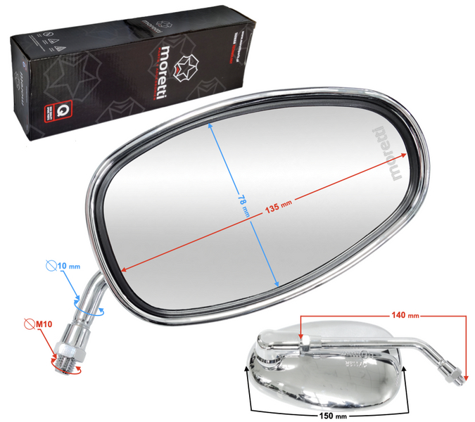 Lusterka R+R M10 srebrne Fighter 1 Chopper Honda Shadow VT Kawasaki Vulcan