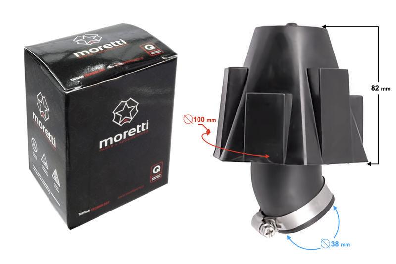 Filtr powietrza stożkowy obudowa kątowy 45° 38mm