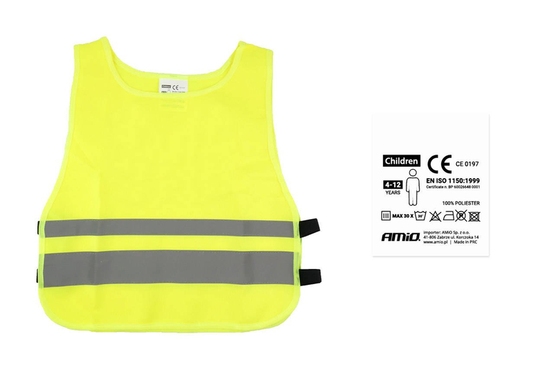 Kamizelka Ostrzegawcza Dziecięca Żółta Certyfikat