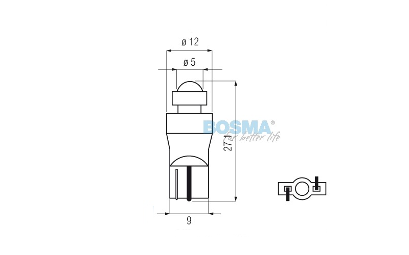 Żarówki Bosma zielone 12V 1*Led Standard T10 2 sztuki